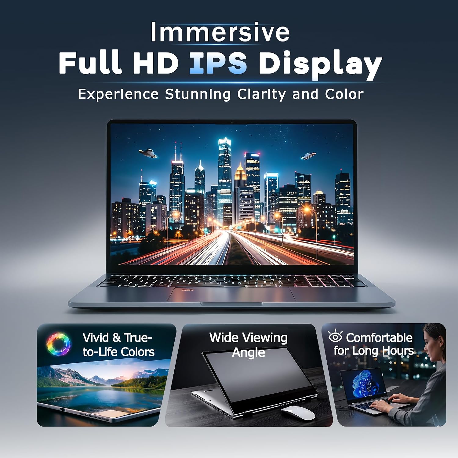 15.6" Yoga 2-in-1 Touchscreen Laptop, 8GB RAM 256GB SSD | Computer with AMD A9 up to 3.2GHz, Convertible Notebook with IPS FHD Display, USB-C, WiFi, Win11 Laptop for Work,Study & Home - Image 5