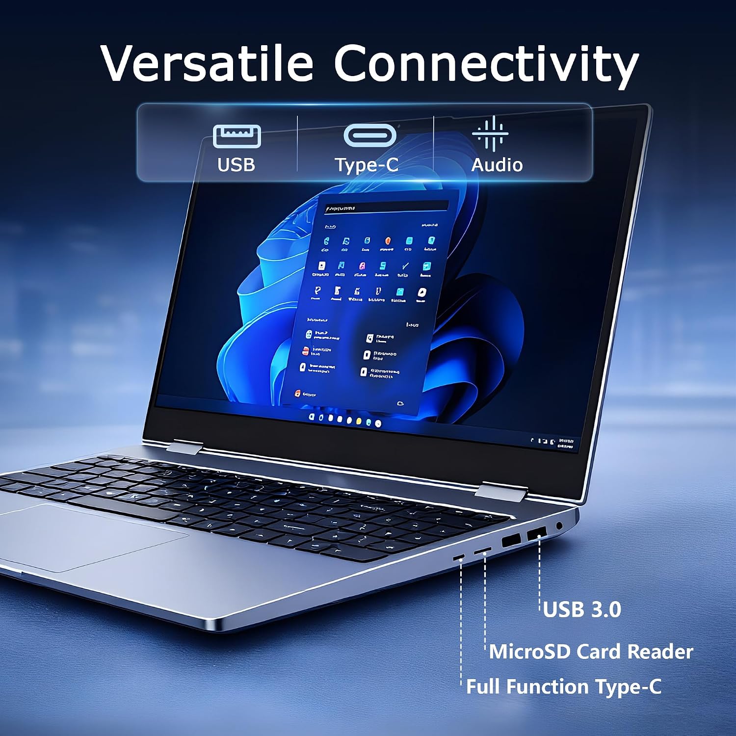 15.6" Yoga 2-in-1 Touchscreen Laptop, 8GB RAM 256GB SSD | Computer with AMD A9 up to 3.2GHz, Convertible Notebook with IPS FHD Display, USB-C, WiFi, Win11 Laptop for Work,Study & Home - Image 8