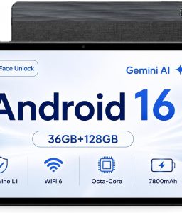 Android Tablet 11 inch with Octa-Core Processor, 36GBRAM+128GB Storage Gemini AI, 7800mAh Battery, Fast Charging, 1280x800 IPS HD Display , Dual Camera, Face Unlock, Widevine L1, WiFi 6 BT5.4