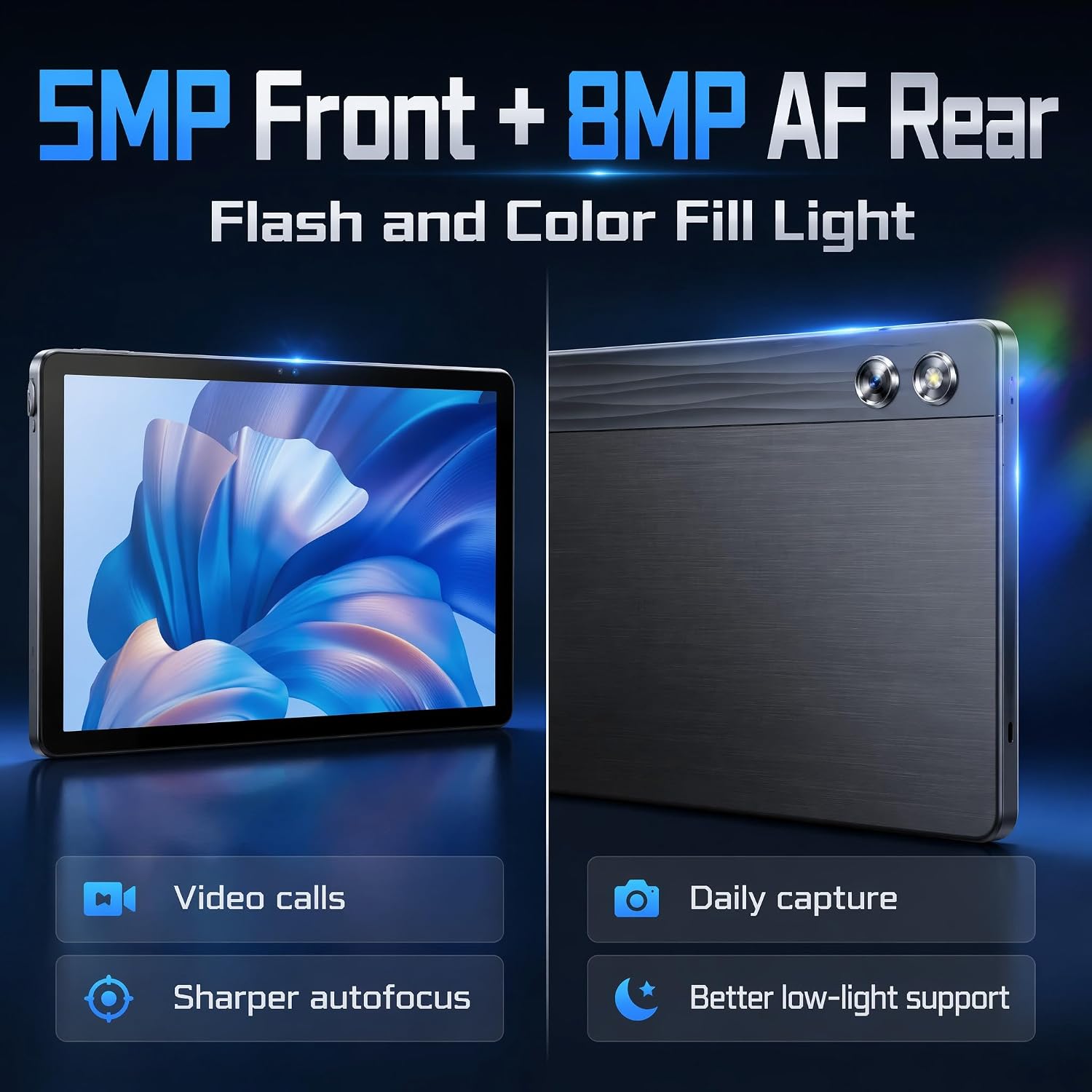 Android Tablet 11 inch with Octa-Core Processor, 36GBRAM+128GB Storage Gemini AI, 7800mAh Battery, Fast Charging, 1280x800 IPS HD Display , Dual Camera, Face Unlock, Widevine L1, WiFi 6 BT5.4 - Image 4