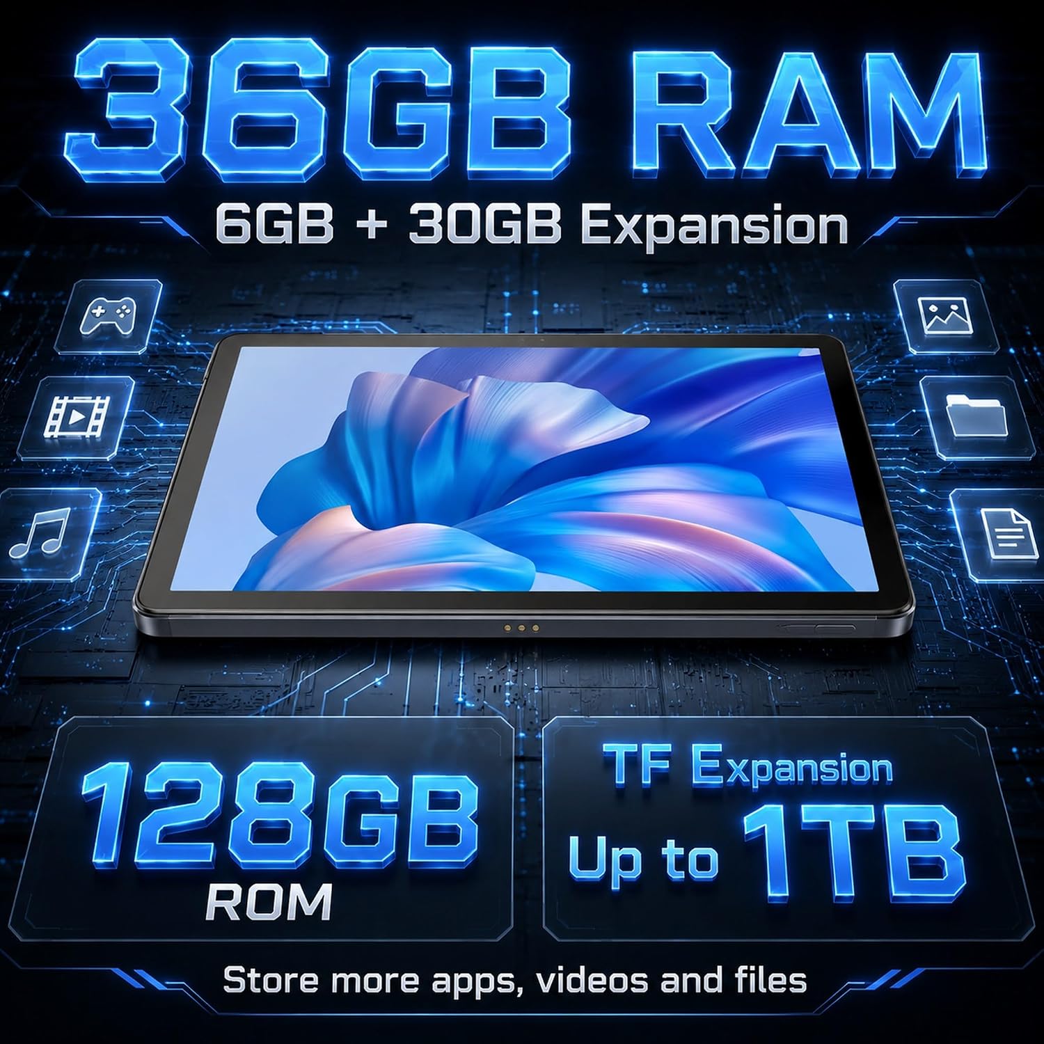 Android Tablet 11 inch with Octa-Core Processor, 36GBRAM+128GB Storage Gemini AI, 7800mAh Battery, Fast Charging, 1280x800 IPS HD Display , Dual Camera, Face Unlock, Widevine L1, WiFi 6 BT5.4 - Image 6